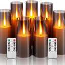 Homemory Grey Flameless LED Candles with Remote & Timer, Battery Operated, Fake Candles, Modern Home Decor, or Outdoor Events Set of 7 (Gray)