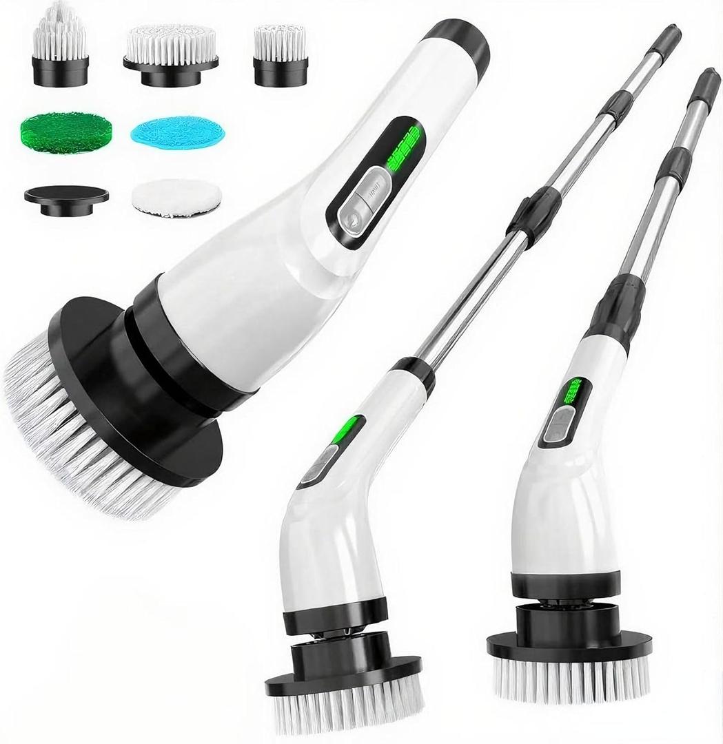 Electric Spin Scrubber for Cleaning Bathroom: Cordless Power Shower Scrubber - Electric Cleaning Brush for Tile Tub (Black&white)