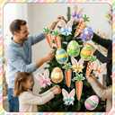 Thyle 18 Pcs Easter Decorations Tree Picks Ornaments 6 x 8 Inch Bunny Ear Egg Carrots Picks Decor Cute Rabbit Ears Bow Ornaments Topper for Tree Spring Easter Home Vase Decor