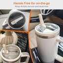 2 Pack Flip Straw Leak Proof Lid for Stanley 40 oz Tumbler Quencher - Reusable Spill Proof Lid Top Cover Stanley 40oz Cup Accessories - Replacement of Leaking Original Stanley Lids - Beige