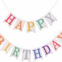 Colorful Happy Birthday Burlap Banner for Women Girls Reusable Burlap Sign Rustic Birthday Party Decorations