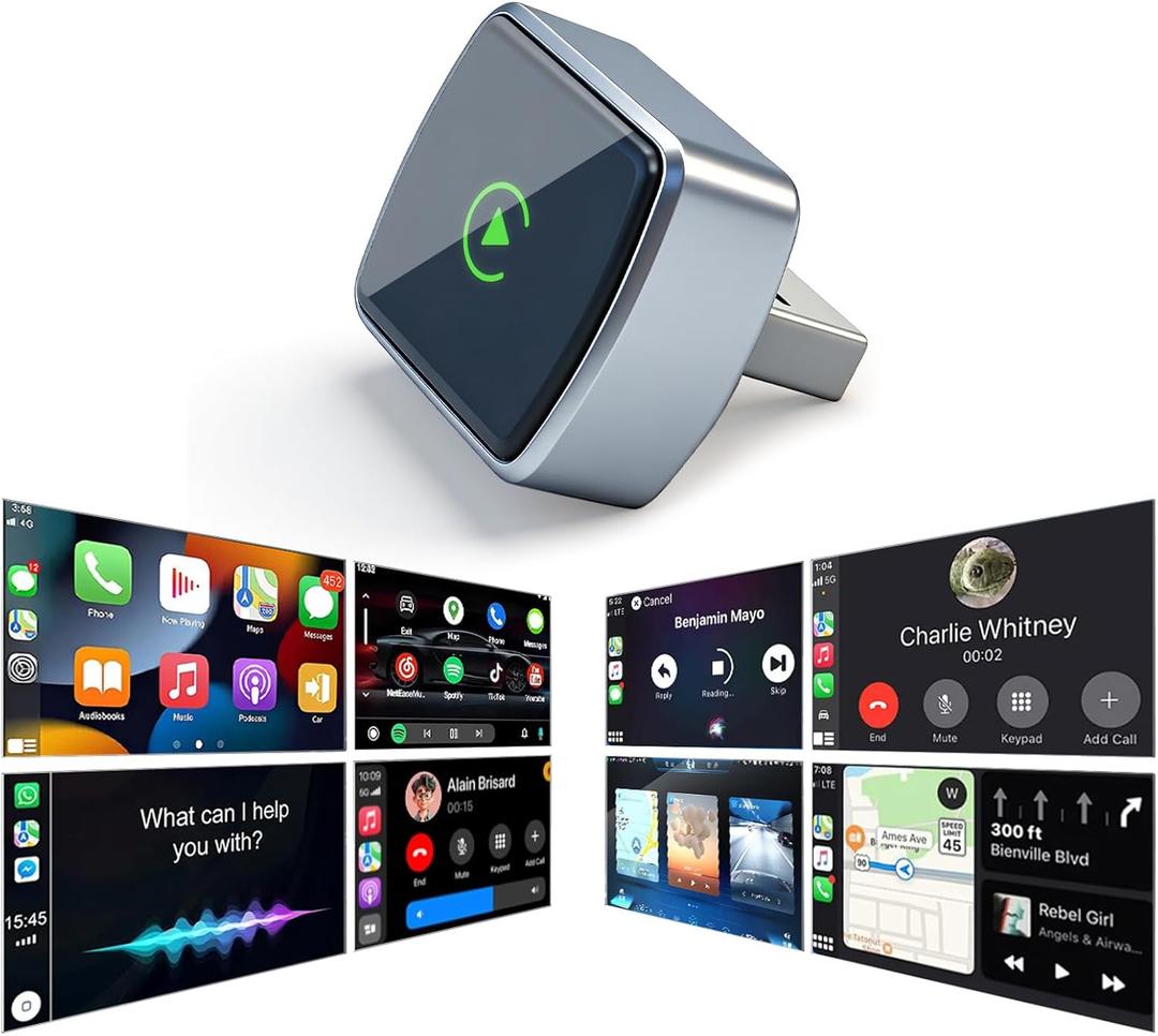Wireless CarPlay Adapter 2026 Upgrade Mini Design, Bluetooth Plug & Play Converts Wired CarPlay/Android Auto to Wireless - Easy Use Fast Stable Connection for iPhone iOS 10+ & Android 11+