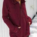 Ladmous Womens Casual Long Sleeve Half Zip Sweatshirt Lapel Drawstring Oversized Pullover Tops with PocketsS-2XL (Red)