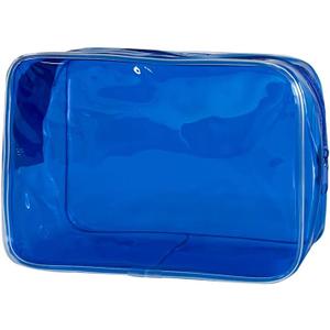 Neon TSA Approved Clear Toiletry Pouch, 7"x2.3"x4.7" Size, PVC Travel Makeup Bags for Toiletries, Transparent Cosmetic Bag for Women and Men Small (Dark Blue)