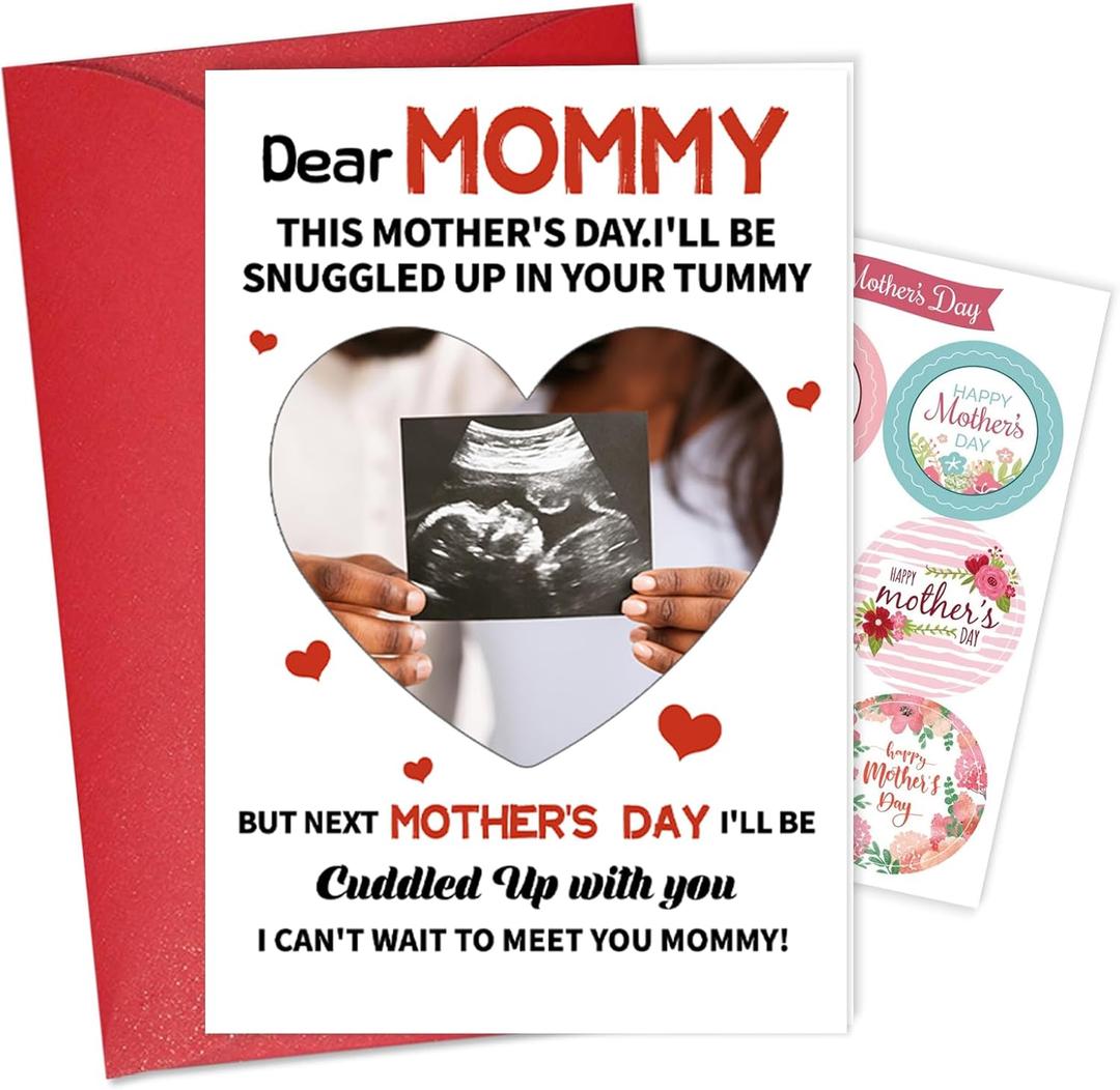 3 x First Mothers Day Card, Happy 1st Mothers Day Card, Gifts for New Mom To Be Expecting Mom, Ultrasound Photo Insert Design