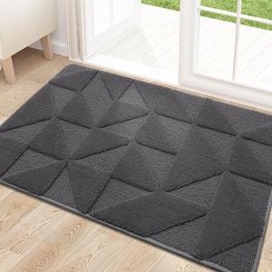 OLANLY Door Mats Indoor, Non-Slip, Absorbent, Dirt Resist, Entrance Washable Mat, Low-Profile Inside Entry Doormat for Entryway (32x20 inches, Dark Grey)