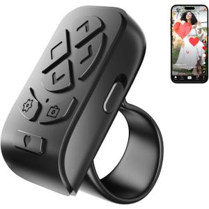 Scrolling Ring Remote for TikTok YouTube Instagram Shorts Video, Scroller Page Turner Clicker for Kindle APP Compatible with iPhone iPad Android Phone, Remote Shutter Control for Phone Camera