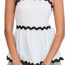 Women's Summer Tank Tops Cute Peplum Crewneck/Spaghetti Straps Cami Vacation Shirt (White, XL)
