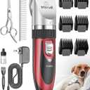 oneisall Dog Shaver Clippers Low Noise Rechargeable Cordless Electric Quiet Hair Clippers Set for Dogs Cats Pets (Red)
