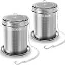 House Again 2 Pack Tea Infuser, Extra Fine Mesh Tea Infusers for Loose Tea, 18/8 Stainless Steel Tea Strainer with Extended Chain Hook, Tea Steeper for Brew Tea, Spices & Seasonings