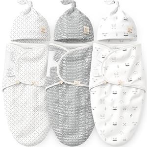 KeaBabies 3-Pack Swaddles for Newborns, Girls, Boys with Hats - Organic Soft Baby Sleep Sacks, Breathable Baby Swaddle 3-6 Months Beanies Set, Premie Infant Sleep Sack 0-3 Months (Nordic)