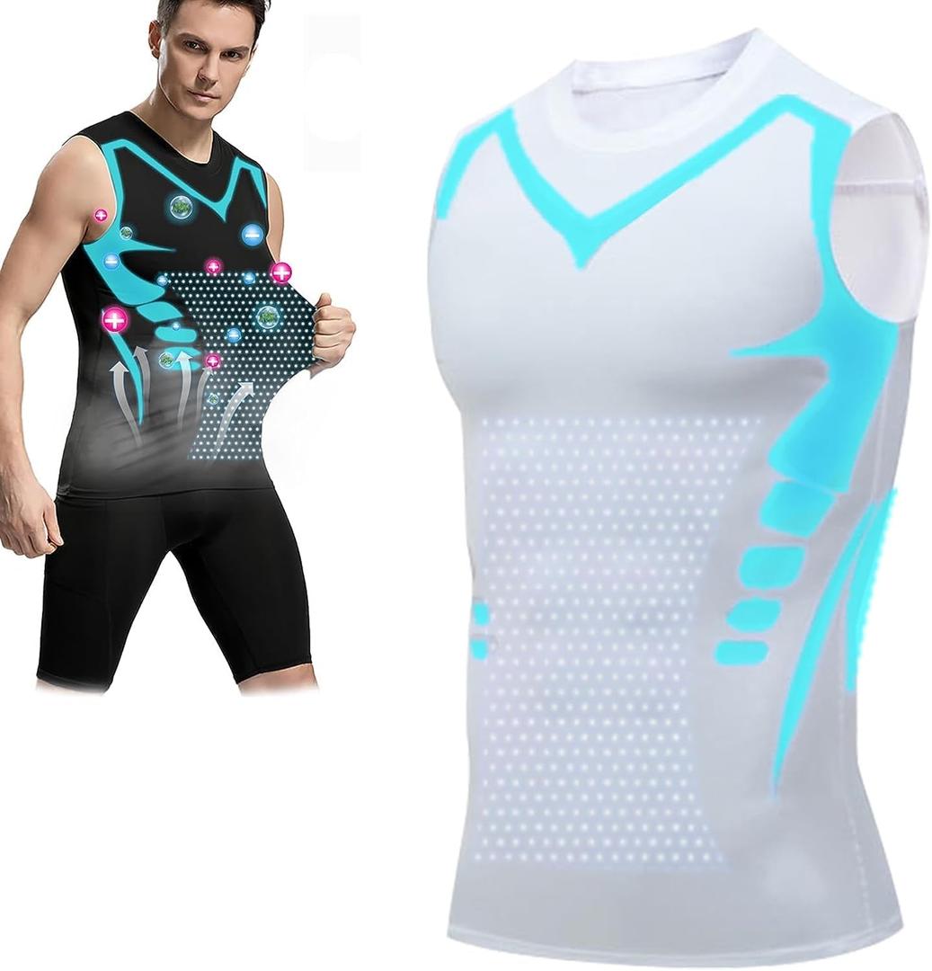 Ionic Shaping Vest,2023 New Version ENERGXCEL Ionic Shaping Vest for Men to Build a Perfect Body (White, M)