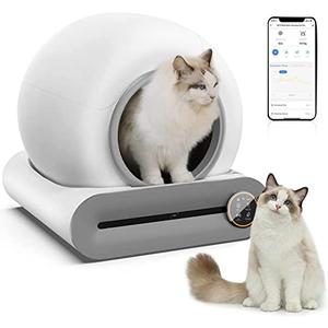 Self-Cleaning Cat Litter Box, Large Automatic Litter Box with APP Control, Smart Health Monitor for Multiple Cats, Easy Clean, Odor Control
