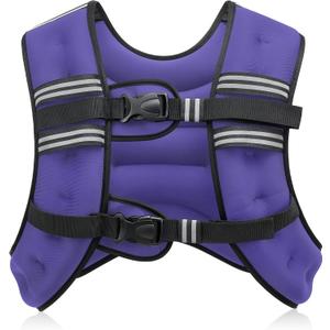ZELUS Weighted Vest,  16lb Weight Vest with Reflective Stripe for Workout, Strength Training, Running, Fitness, Muscle Building, Weight Loss, Weightlifting, Violet(16 lb)