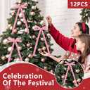 12 Pcs Velvet Bows for Christmas Tree, Pink Bows Ornaments for Garland Wreath Gift Wrapping Candy Bags Party DIY Decorations(8 x 17 Inch, Width of 1")