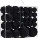 Velvet Christmas Ball Ornaments Set-46pcs Flocked Shatterproof Christmas Tree Decorations Plastic Xmas Decorative Hanging Ornaments for Xmas Holiday Home Decor,3 Sizes(Black)