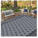 SAND MINE Reversible Mats, Plastic Straw Rug, Modern Area Rug, Large Floor Mat and Rug for Outdoors, RV, Patio, Backyard, Deck, Picnic, Beach, Trailer, Camping (9' x 18', Black & Grey)