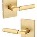 Kwikset Prava Interior Passage Door Knurled Handle, Lever for Closet and Hallway Doors, Reversible Non-Locking Handle Lever, Satin Brass