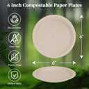 ECOLipak 6 Inch Disposable Compostable Small Paper Plates, 200 Pack Recycled Sugarcane Bagasse Biodegradable Heavy Duty Mini Dinner Appetizer Cake Dessert Plates for Party(Nature)