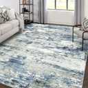 Area Rugs 9x12 Living Room: Large Soft Washable Rug Modern Abstract Anti-Skid Non-Shedding Carpet Indoor Floor Thin Carpets for Bedroom Dining Room Farmhouse Nursery Home Office Grey Blue