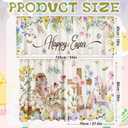 Breling 3 Pcs Easter Bunny Eggs Kitchen Curtains Valances and Tiers Set for Windows Spring Easter Rabbit Egg Flowers Decor Short Curtain Set for Bedroom Window Treatment Decor Party Favor Supplies