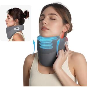 Cervical Traction Device for Neck Pain Relief, Neck Stretcher with Stepless Height Adjustment and Heating, Christmas Gifts for Him/Her/Men/Women/Dad/Mom (Gray-1)