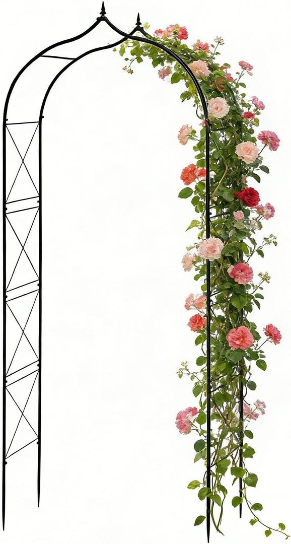 Garden Arbor 8Ft Arch Trellis for Climbing Plants Heavy Duty Thickened Metal Frame Trellises Yard Outdoor Backdrop Stand Party Event Decoration