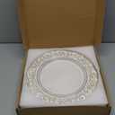 Antique Charger Plates, 13 Inch White Dinner Plate Chargers Round Server Ware. Set of 6 Plastic Embossed Charger for Dinner, Party, Wedding, Elegant Tableware Decoration. (White)