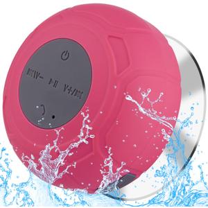 Waterproof Bluetooth Shower Speaker Portable Wireless Water-Resistant Speaker Suction Cup,Built-in Mic Gifts for Kids Speakerphone for iPhone Phone Tablet Bathroom Kitchen - Pink
