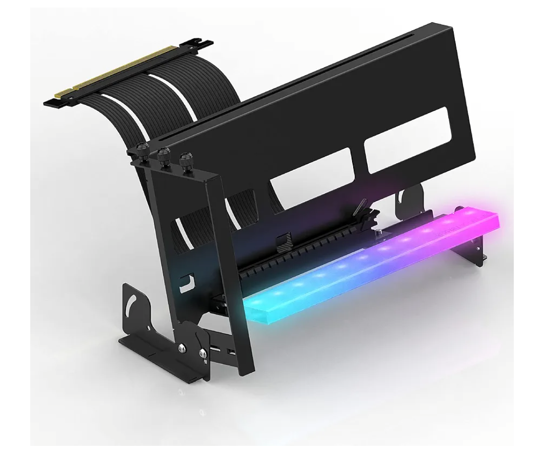 EZDIY-FAB PCIe 4.0 GPU Mount Bracket with ARGB LED Module, Multi-Angle Adjustment with Riser Cable, Compatible to RTX4090, 4080, 4070ti- Black