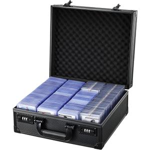 Card Storage Box for 3" x 4" 35pt Toploaders, Sports Cards Case with Lock, Trading Card Storage Box Holds 600+ Top Loaders or 150 Magnetic Holders, Card Collection Box for Collectors