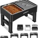 UPSKY 3-in-1 Elevated Dog Bowls Slow Feeder, Adjustable Stand, Stainless Steel Food & No Spill Pet Water Bowl for Small Medium Dogs