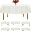 6 Pack Ivory Round Tablecloths 70 Inches Table Cloth Stain and Wrinkle Resistant Washable Polyester Table Cover Fabric for Party, Wedding,Dining,and Banquet Decoration