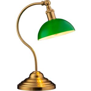 O'Bright Bankers - Cordless LED Table Lamp, Battery-Operated, Rechargeable, 3-Level Dimming, Universal USB-C Charging, 180 Swivel Head, Classic Green Glass Shade, Antique Brass (Antique Brass-Green Glass)