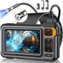 Borescope Dual Lens Endoscope Camera with Light, 4.3" IPS 1920P HD Inspection Camera, 7.9mm IP67 Waterproof with 8+1 Adjustable LEDs, 16.5FT Semi-Rigid Snake Cable for Mechanic, Cool Gadgets for Men
