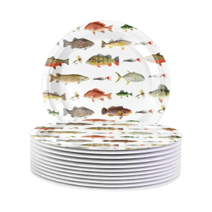 Fishing Theme Disposable Party Tableware Set | Birthday Paper Plates Cups Napkins | Outdoor Celebration Supplies | Easy Cleanup Party Decor for Kids Adults