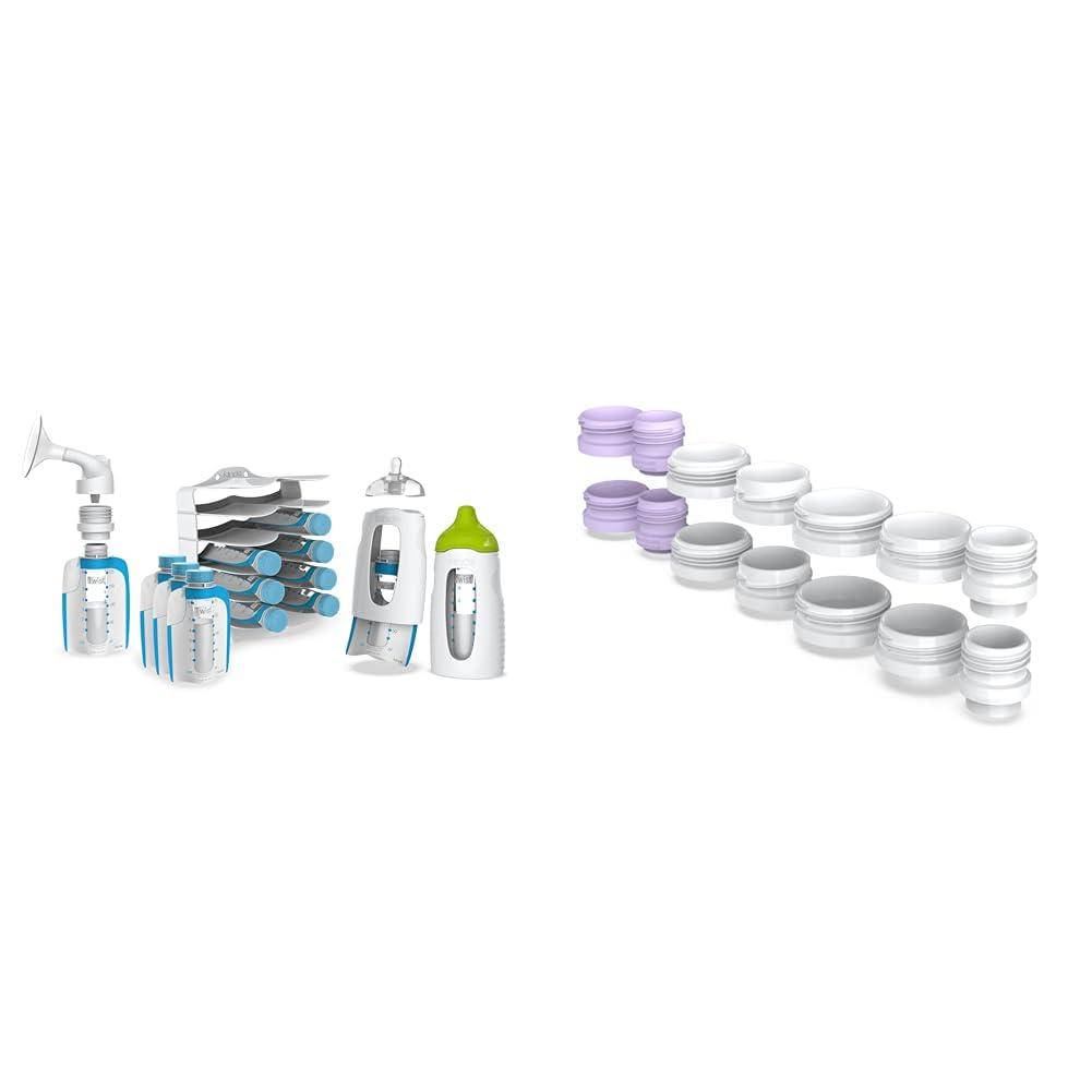 Kiinde Twist Universal Direct-Pump Feeding System Starter Kit & Twist Milk Storage Bag Breast Pump and Baby Bottle Direct Pump Adapter Kit
