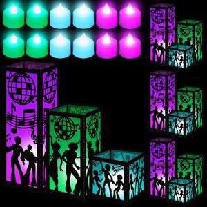 Rossesay 12 Pcs Disco Centerpieces for Table 3 Size 70s Disco Ball Dancer Paper Lantern Boxes Table Ideas Decorations for 70s 80s Music Themed Party Decor Birthday Decorations