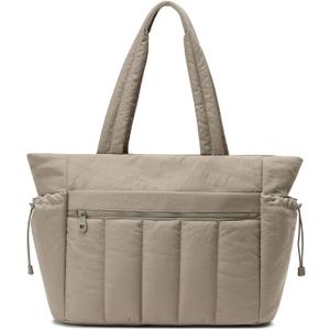 Tote Bag for Women, Lightweight Puffer Tote Bag with Compartments, Quilted Shoulder Bag Handbag with Zipper for Work