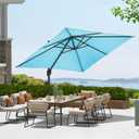 ChicCoutured Patio Umbrella, Rectangular Cantilever Outdoor Patio Umbrella Aluminum 10ft, 360 Degree Rotation for Garden Deck Pool Patio (Turquoise)