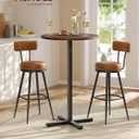 VASAGLE Round Cocktail Table, High Top Bar Pub Table with Metal Frame and Cross Base, for 2-3 People, Modern, Easy to Assemble, 23.6 x 41.1 Inches, Natural Walnut ULBT361K01V1, 1 pack
