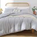 ROSGONIA Comforter Full Size for Girls Boys Teens Light Grey, 3pcs(1 Boho Grey Comforter & 2 Pillowcases) Lightweight Soft Dorm Bedding for All Season