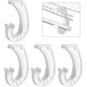 moonoom 4Pcs Hanging Closet Rod Support,3/4 Closet Shelf Rod Holder,Sturdy J-Shaped Closet Brackets for Hanging Clothes,Cabinets Storage and Curtain