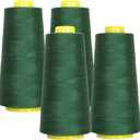 AK Trading 4-Pack Pine Green All Purpose Sewing Thread Cones (6000 Yards Each) of High Tensile Polyester Thread Spools for Sewing, Quilting, Serger Machines, Overlock, Merrow & Hand Embroidery