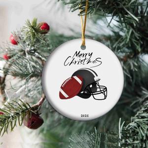 Rugby Football Merry Christmas Xmas Tree Ornament, 2025 Christmas Keepsake Gift for Family Kids (T1)
