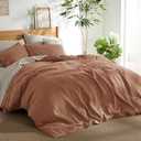Bedsure Linen Duvet Cover King Size - Linen Cotton Blend Bedding Set, Soft & Cozy, 3 Pieces, 1 Duvet Cover 104x90 Inches and 2 Pillowcases, Taupe Color Cooling Bedding