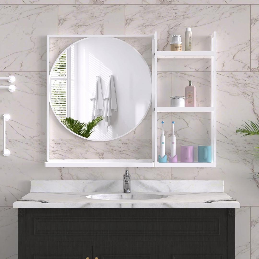 Bathroom Mirror with Shelf 31" x 24" Wall Mirror with Storage