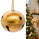 Christmas Decorations, Christmas Bells for Decoration, Harmony Cow Bells Vintage Decor, Handmade Rustic Gold Bell with Jute Hanging Rope