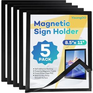 YixangDD 5 Pack Magnetic Sign Holder 8.5 x 11, Self-Adhesive Magnetic Wall Mount Sign Holder, Magnetic Document Holder for Wall Window Office Poster Store
