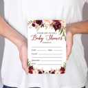 Andaz Press Fall Autumn Burgundy Maroon Floral Flowers Party, 5x7-inch Fill in The Blank Baby Shower Invitations with Envelopes, 24-Pack, Double Sided Printing, Includes Cards & Envelopes